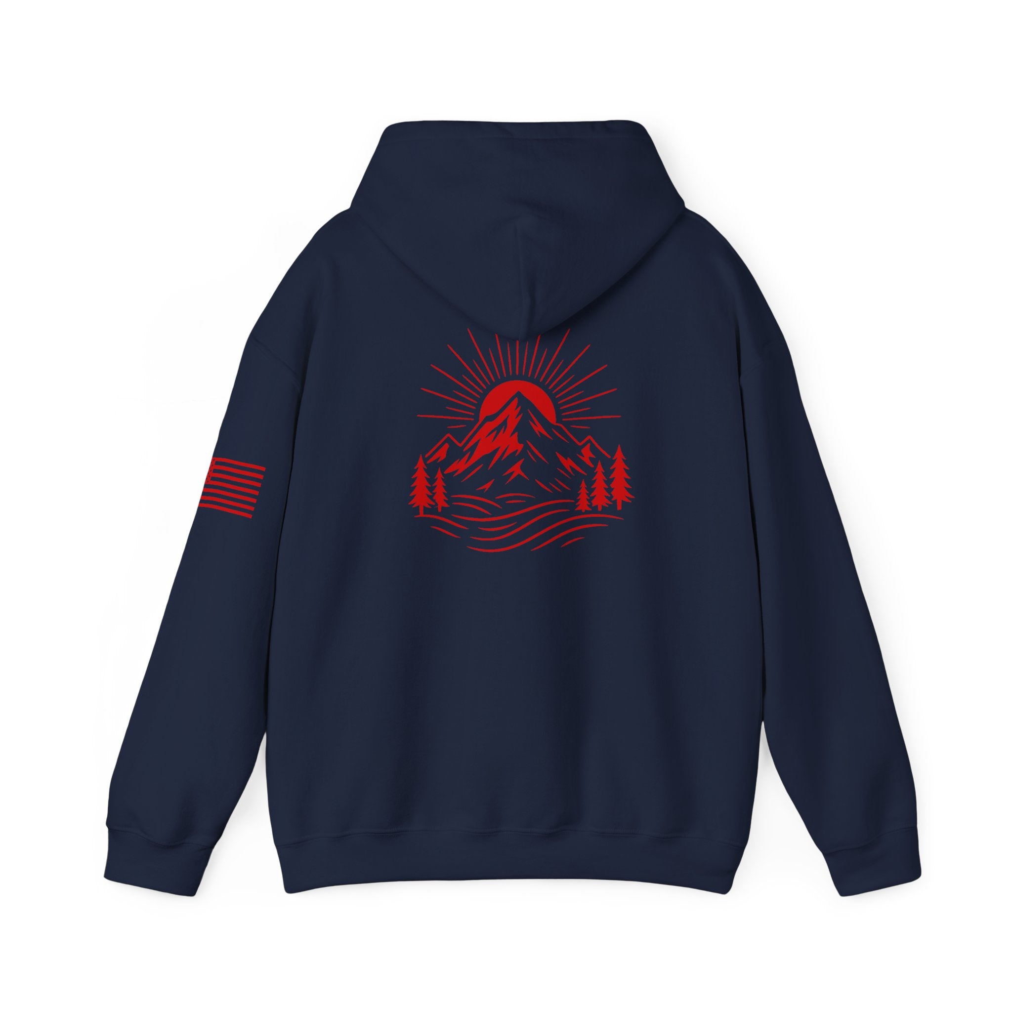 ELEV8 PEAK MOUNTAIN DESIGN HOODIE RED LOGO