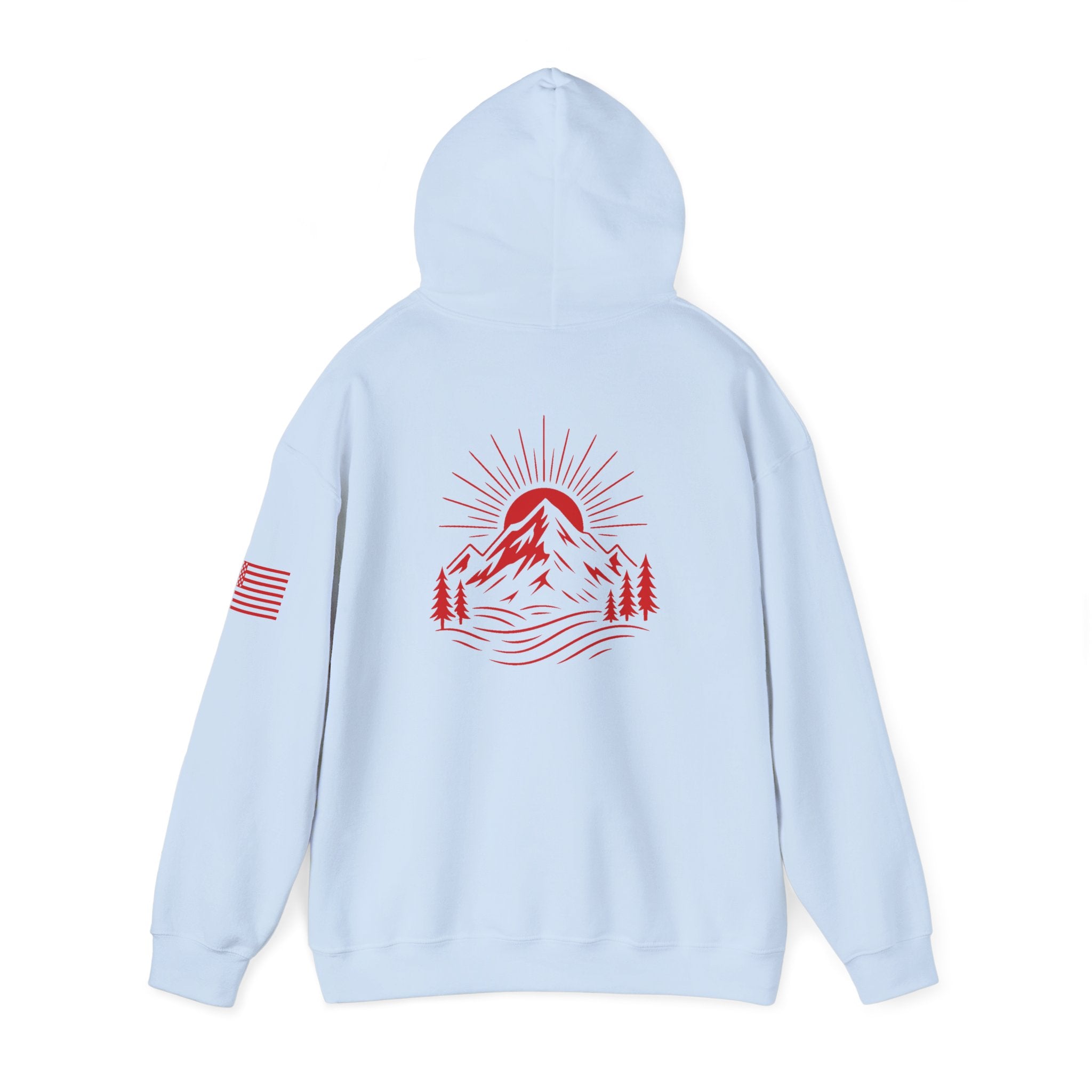 ELEV8 PEAK MOUNTAIN DESIGN HOODIE RED LOGO
