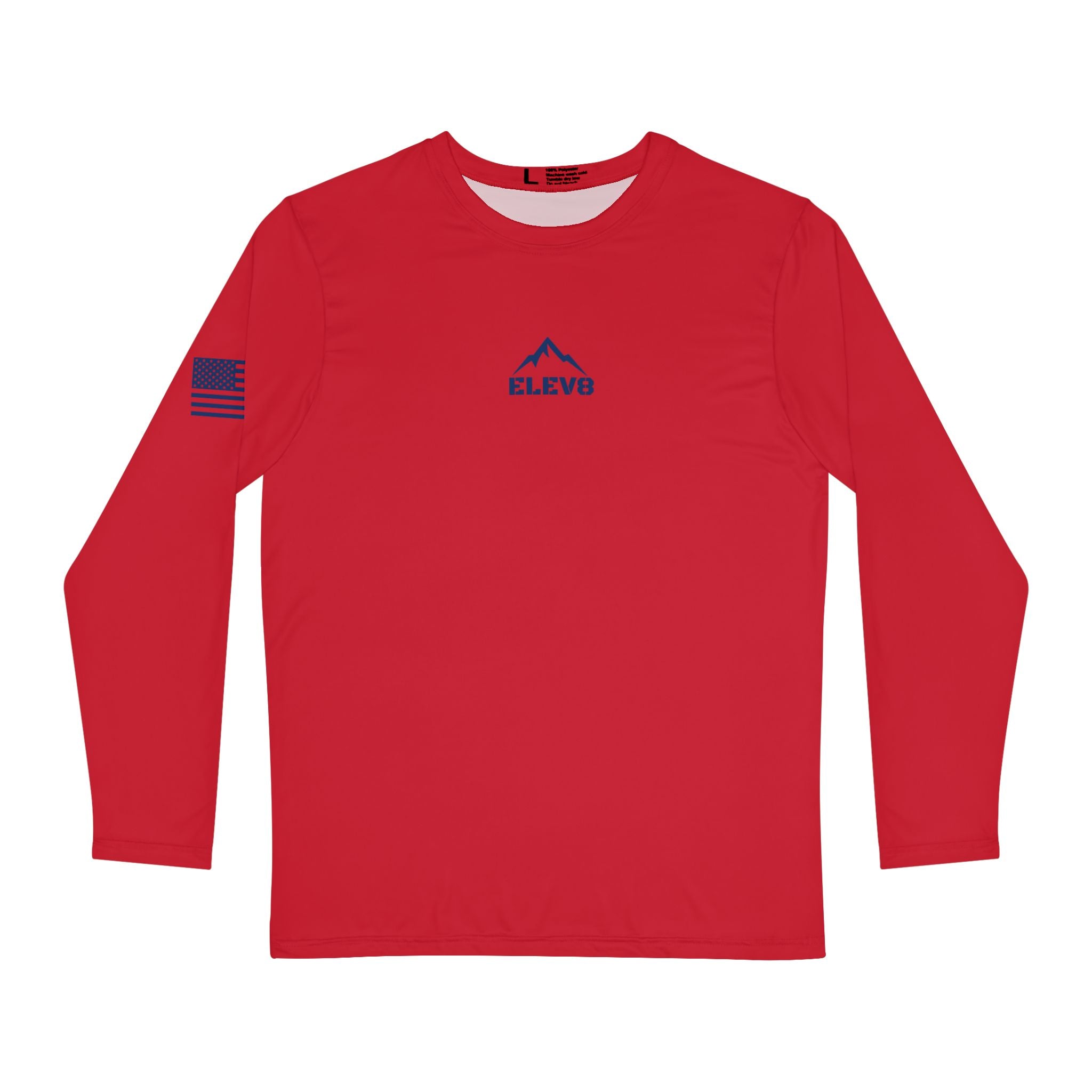 Long Sleeve Shirt - ELEV8 Red with American Flag
