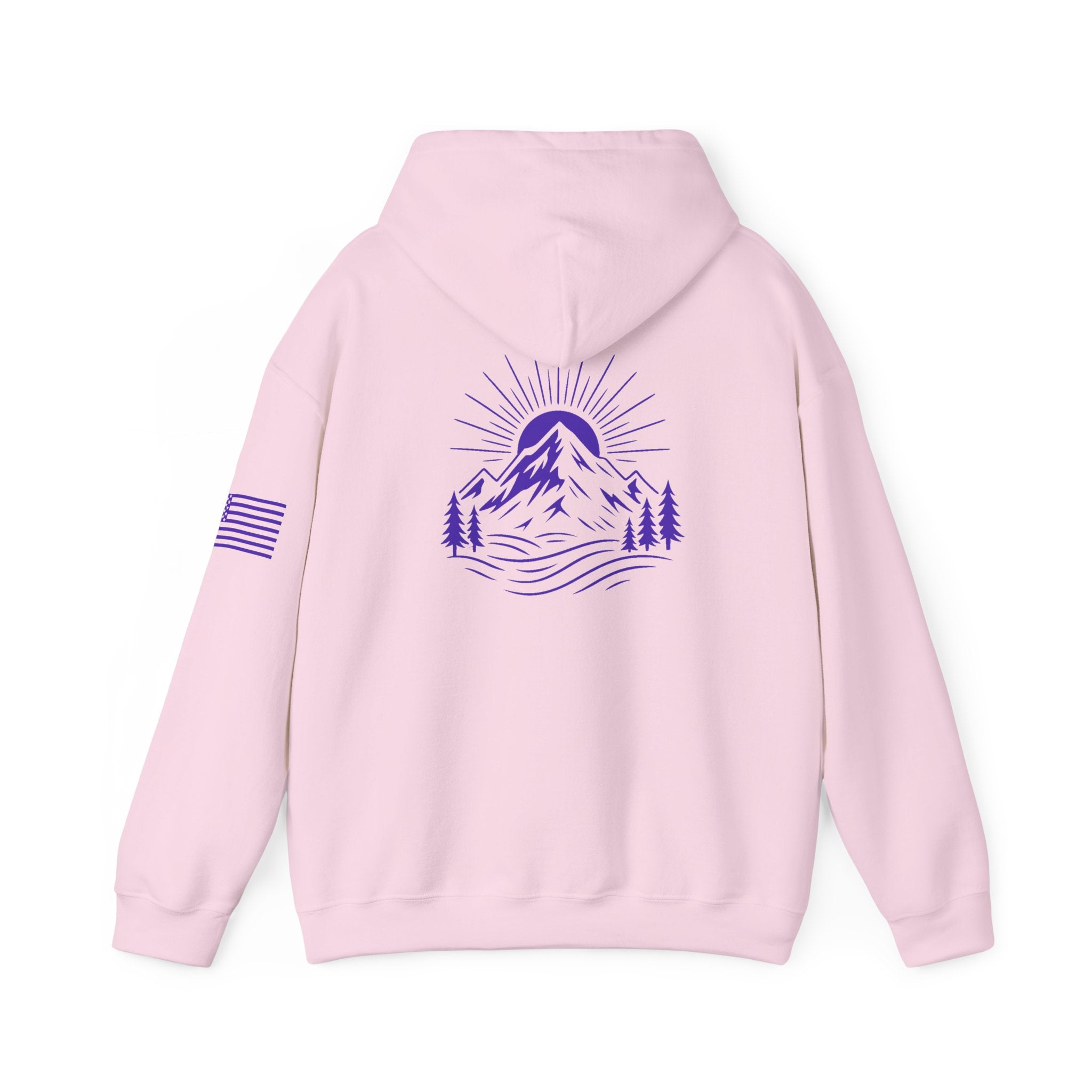ELEV8 PEAK MOUNTAIN DESIGN HOODIE PURPLE LOGO