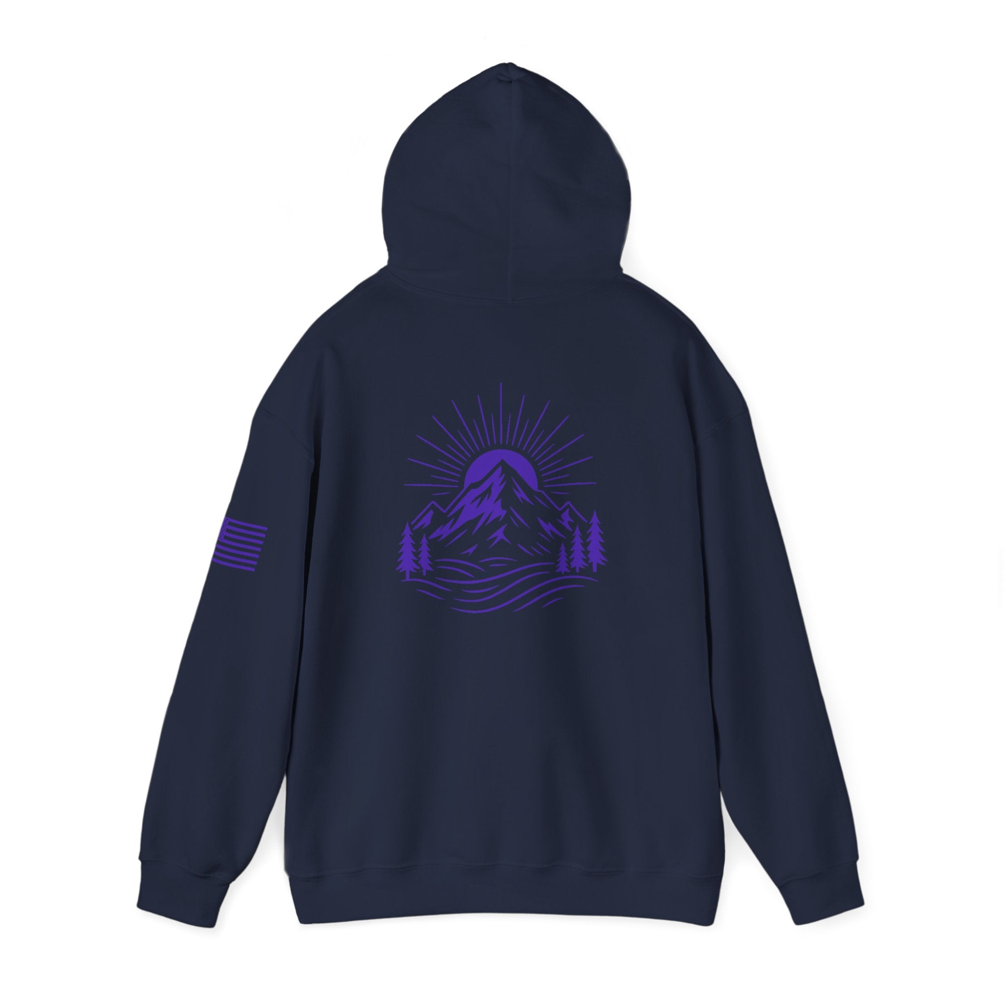 ELEV8 PEAK MOUNTAIN DESIGN HOODIE PURPLE LOGO