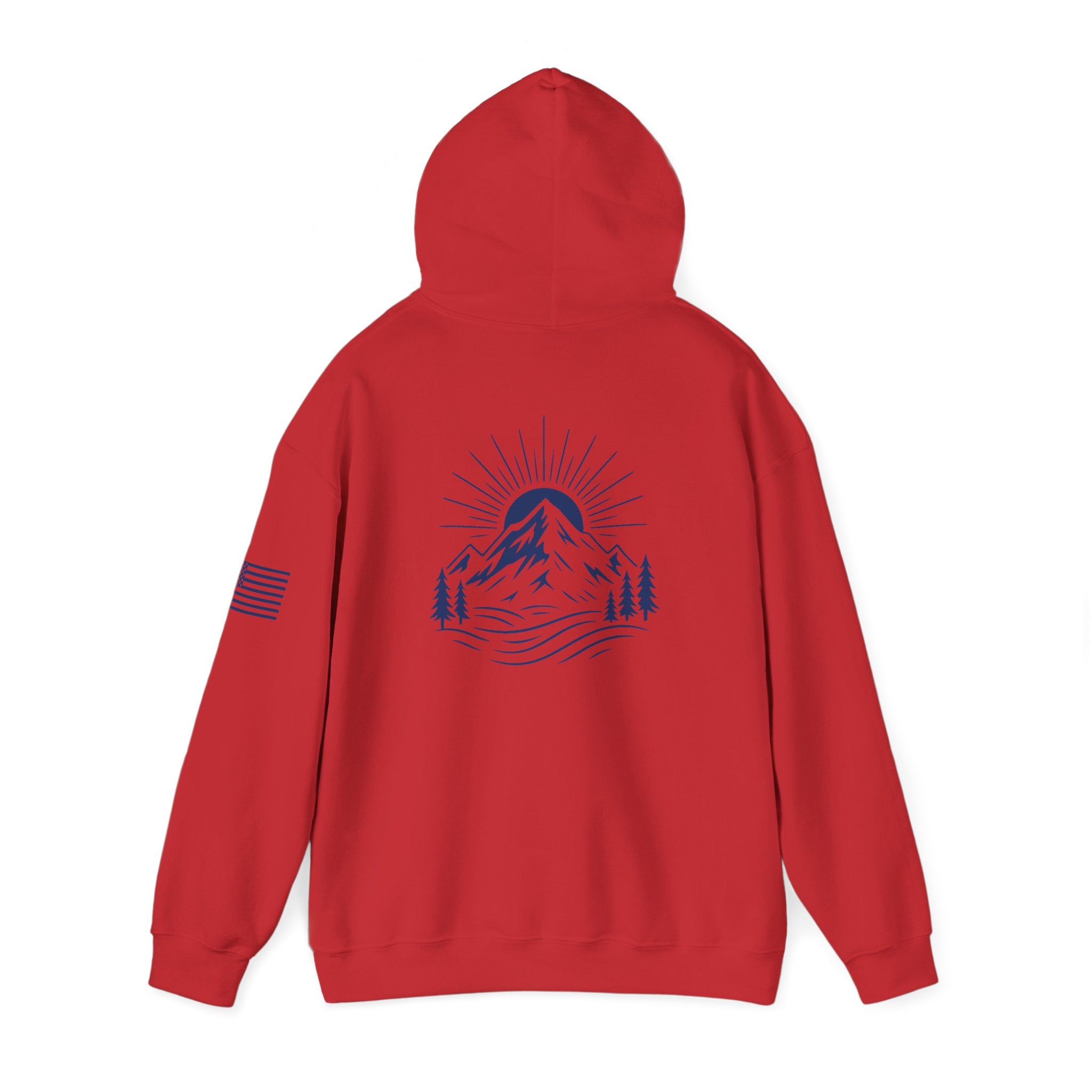 ELEV8 PEAK MOUNTAIN DESIGN HOODIE NAVY LOGO