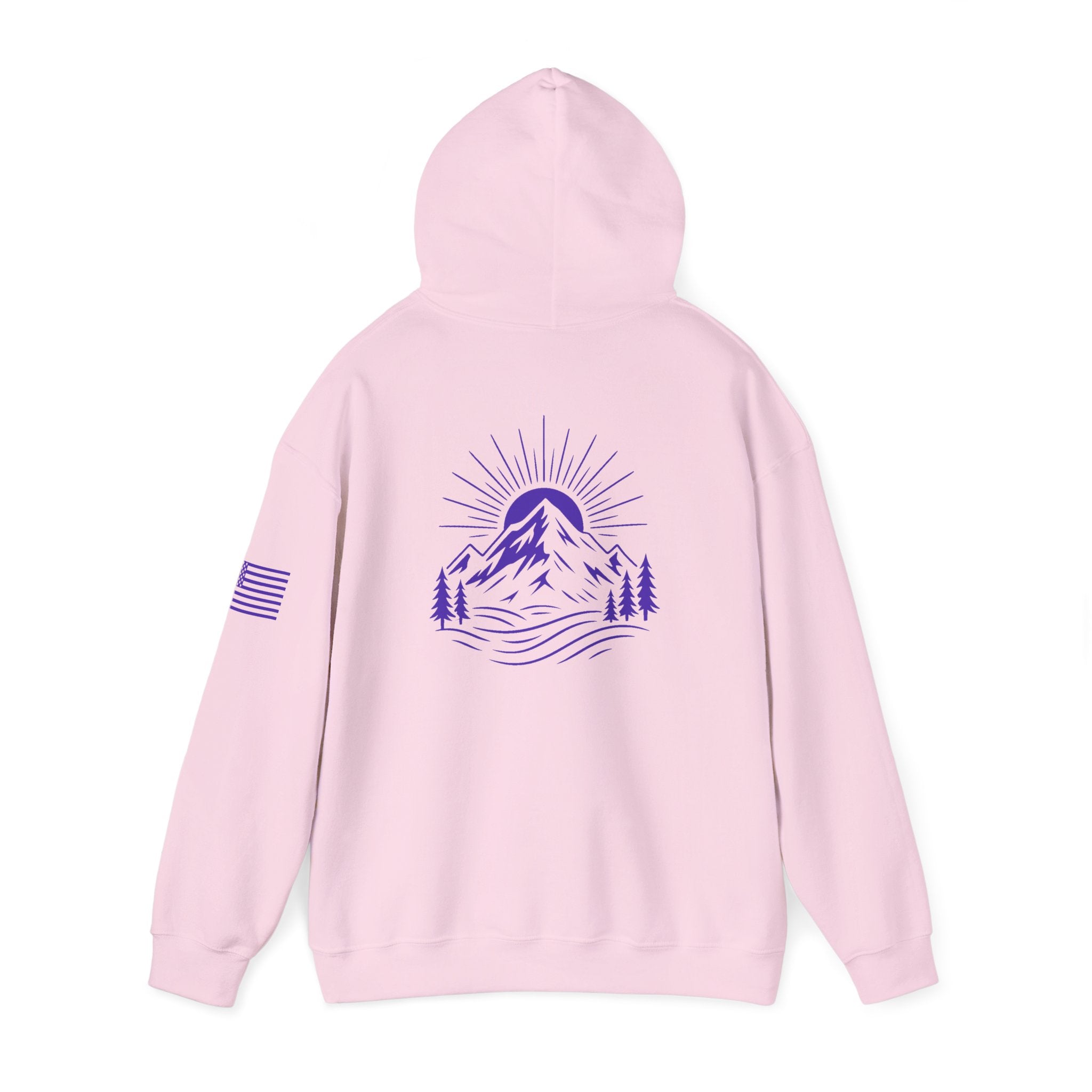 ELEV8 PEAK MOUNTAIN DESIGN HOODIE PURPLE LOGO