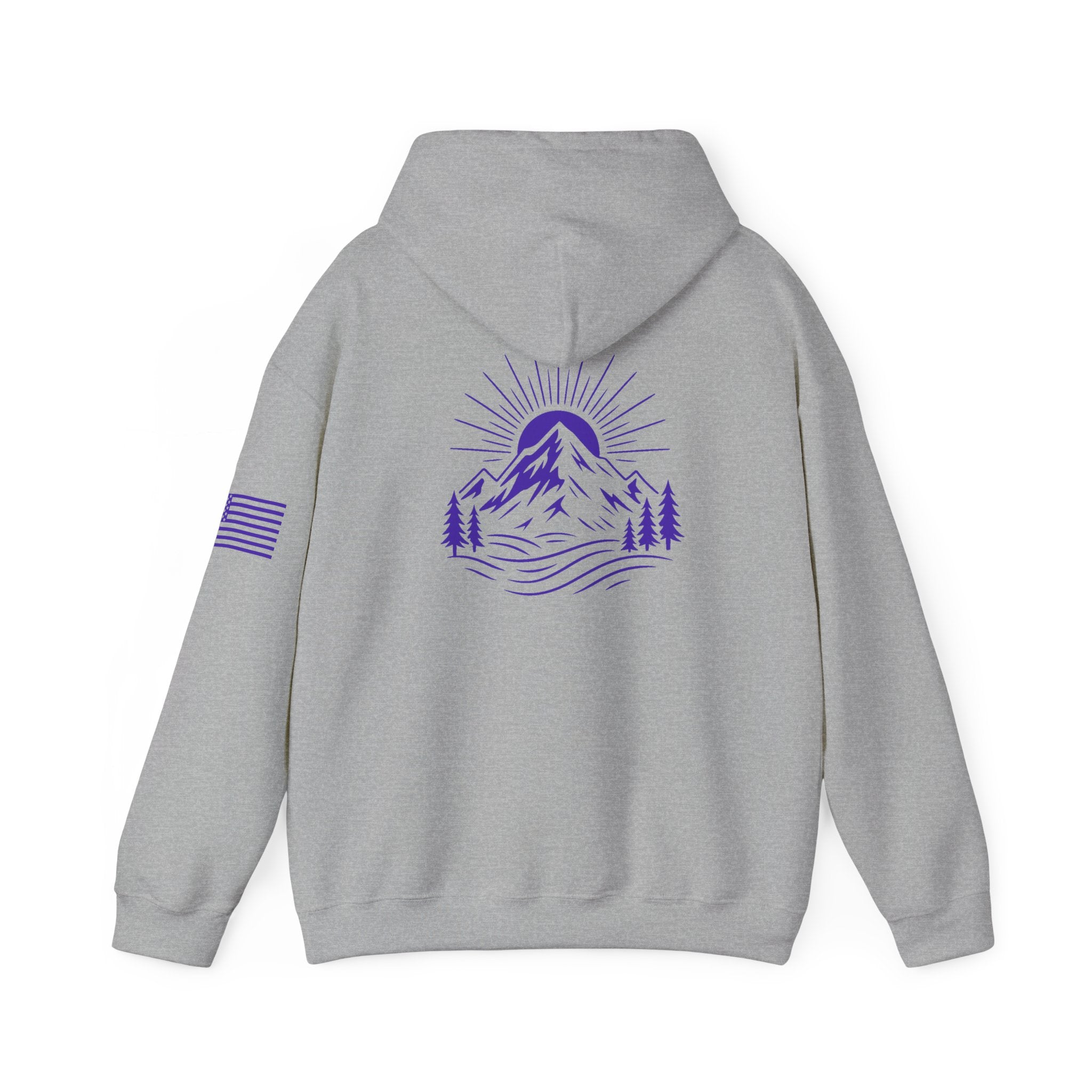 ELEV8 PEAK MOUNTAIN DESIGN HOODIE PURPLE LOGO