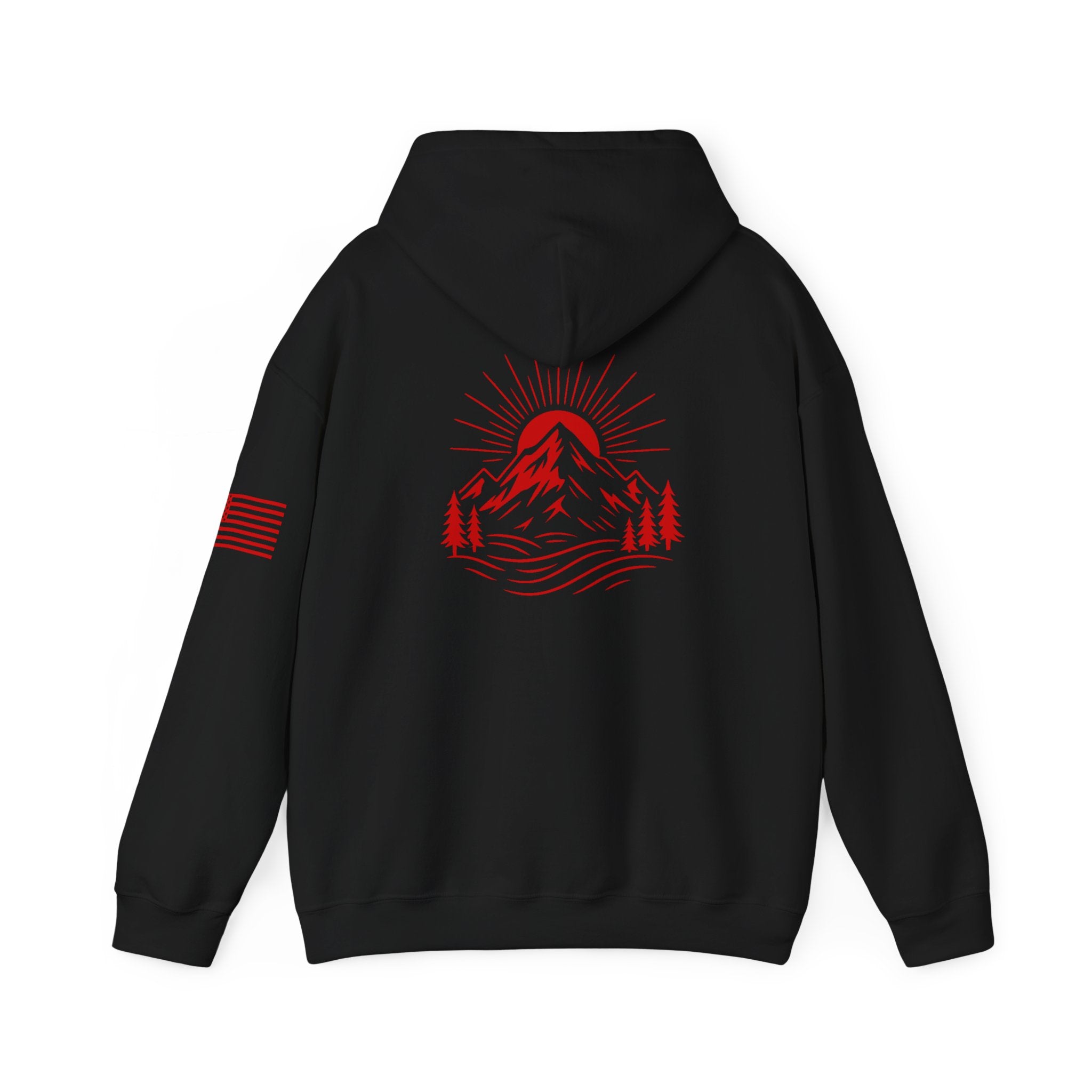 ELEV8 PEAK MOUNTAIN DESIGN HOODIE RED LOGO