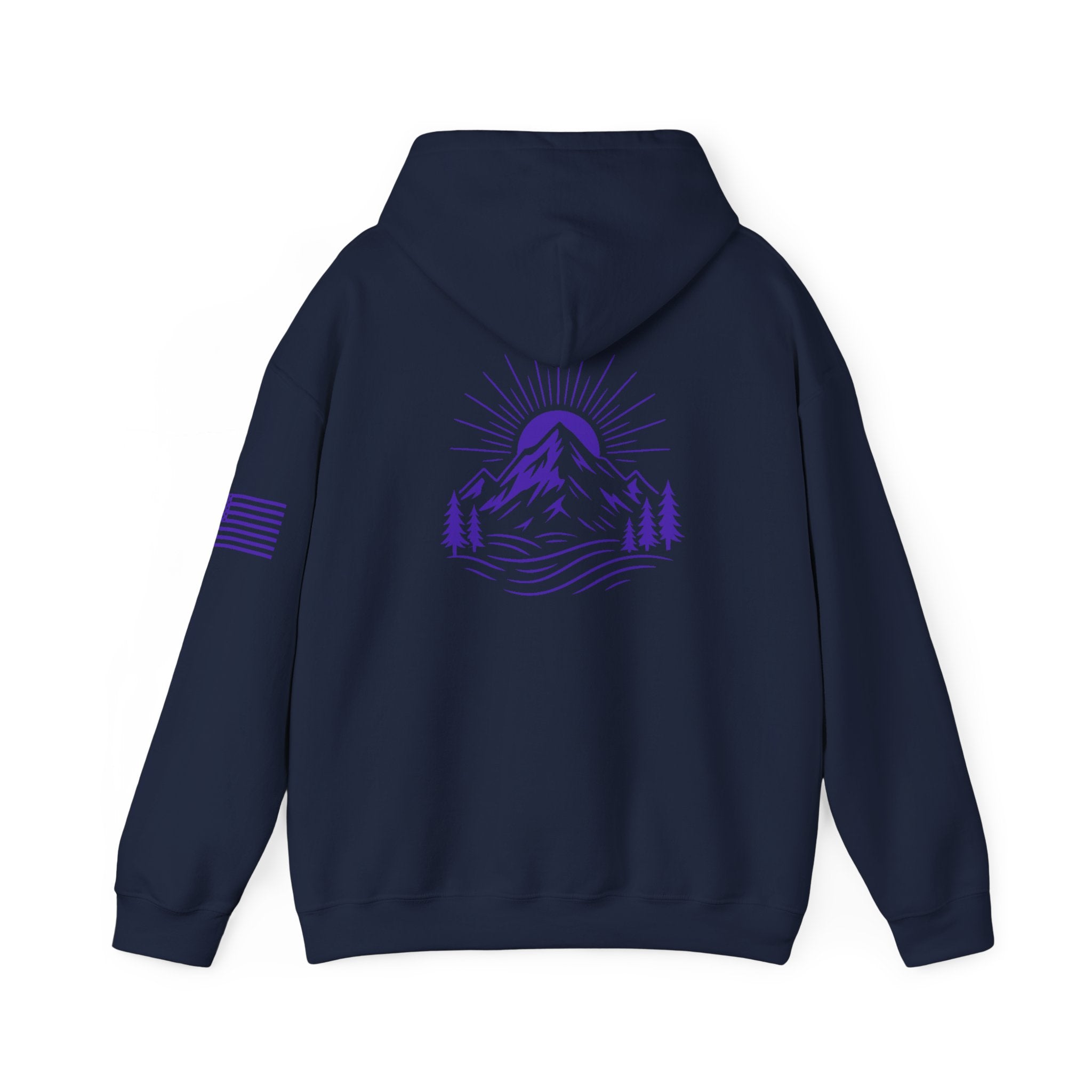 ELEV8 PEAK MOUNTAIN DESIGN HOODIE PURPLE LOGO