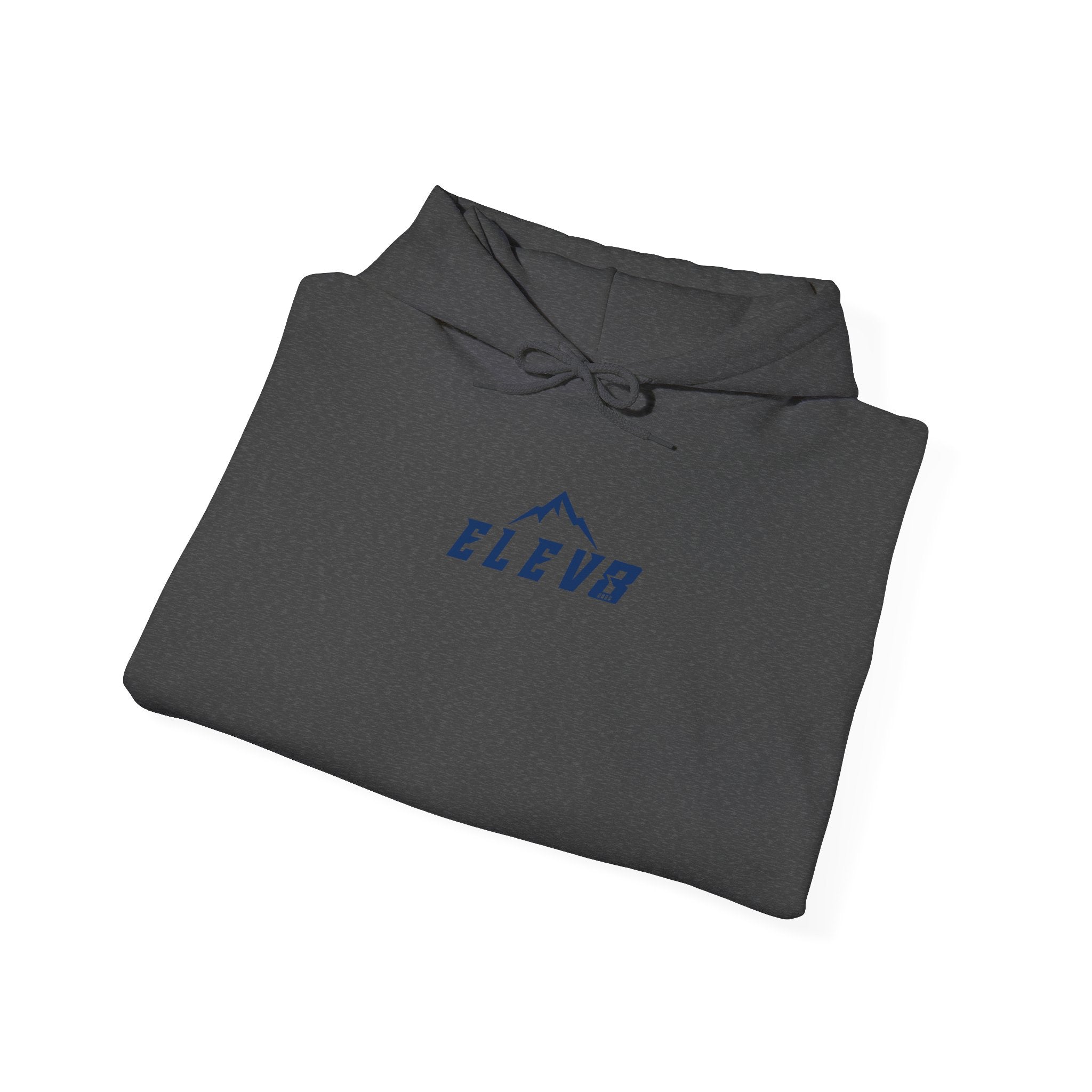 ELEV8 PEAK MOUNTAIN DESIGN HOODIE NAVY LOGO