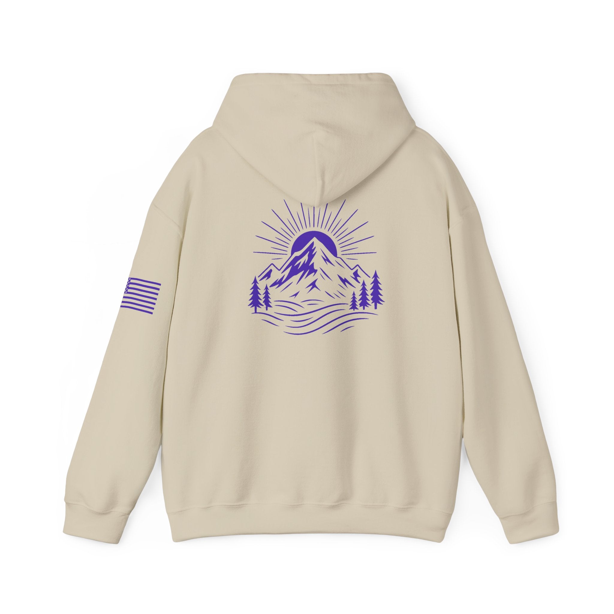ELEV8 PEAK MOUNTAIN DESIGN HOODIE PURPLE LOGO