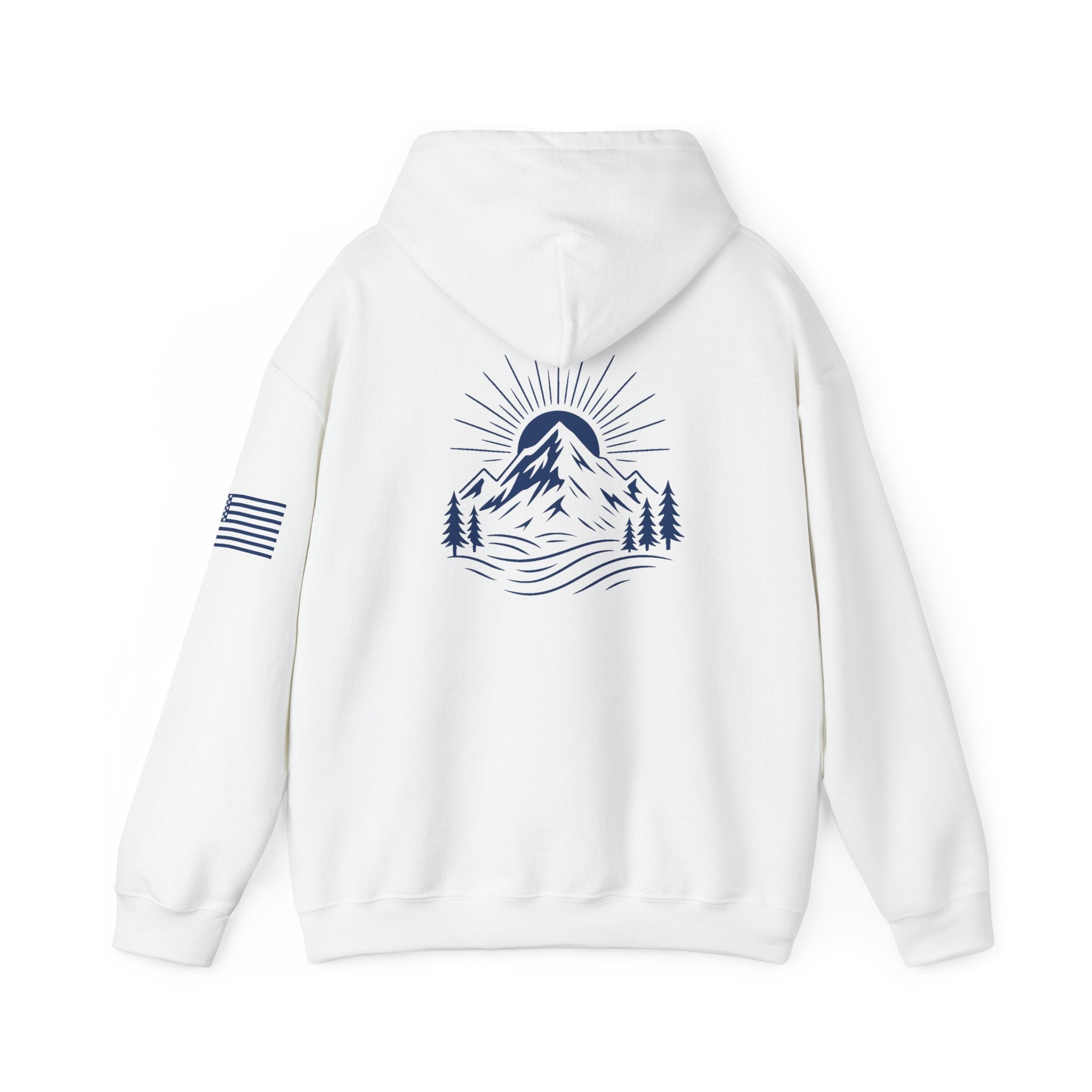 ELEV8 PEAK MOUNTAIN DESIGN HOODIE NAVY LOGO