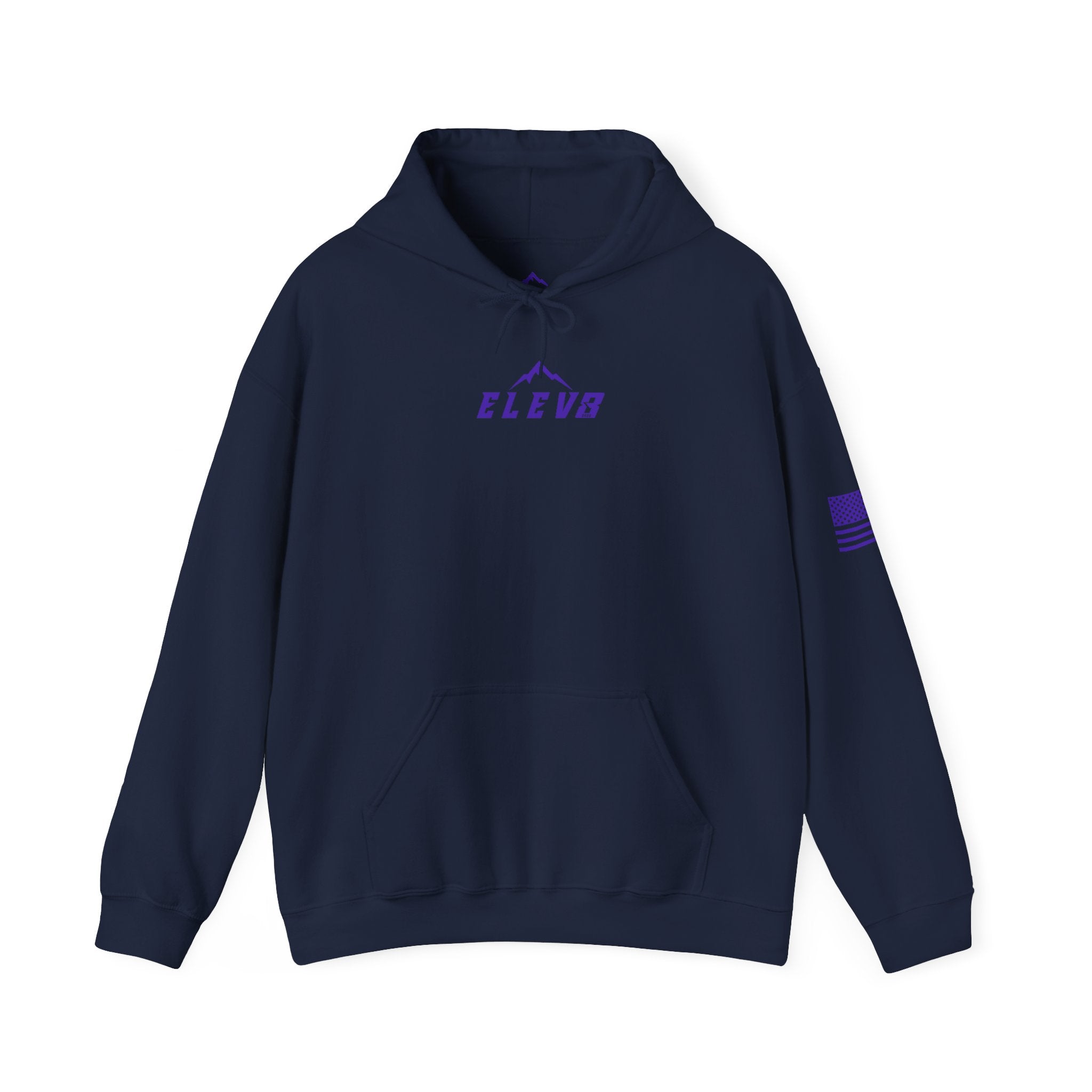 ELEV8 PEAK MOUNTAIN DESIGN HOODIE PURPLE LOGO