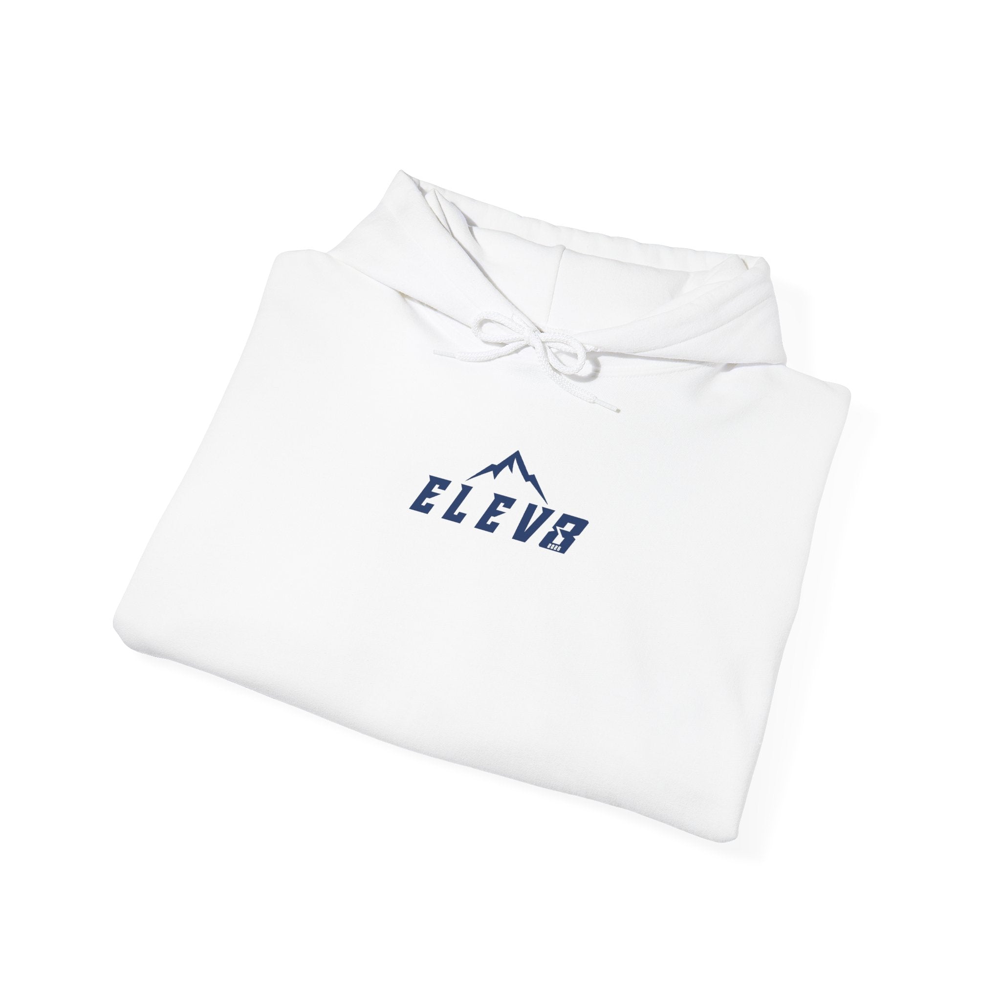ELEV8 PEAK MOUNTAIN DESIGN HOODIE NAVY LOGO
