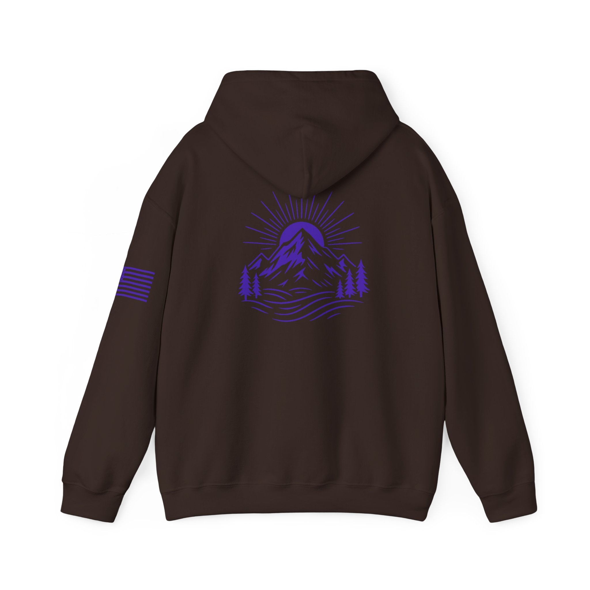 ELEV8 PEAK MOUNTAIN DESIGN HOODIE PURPLE LOGO