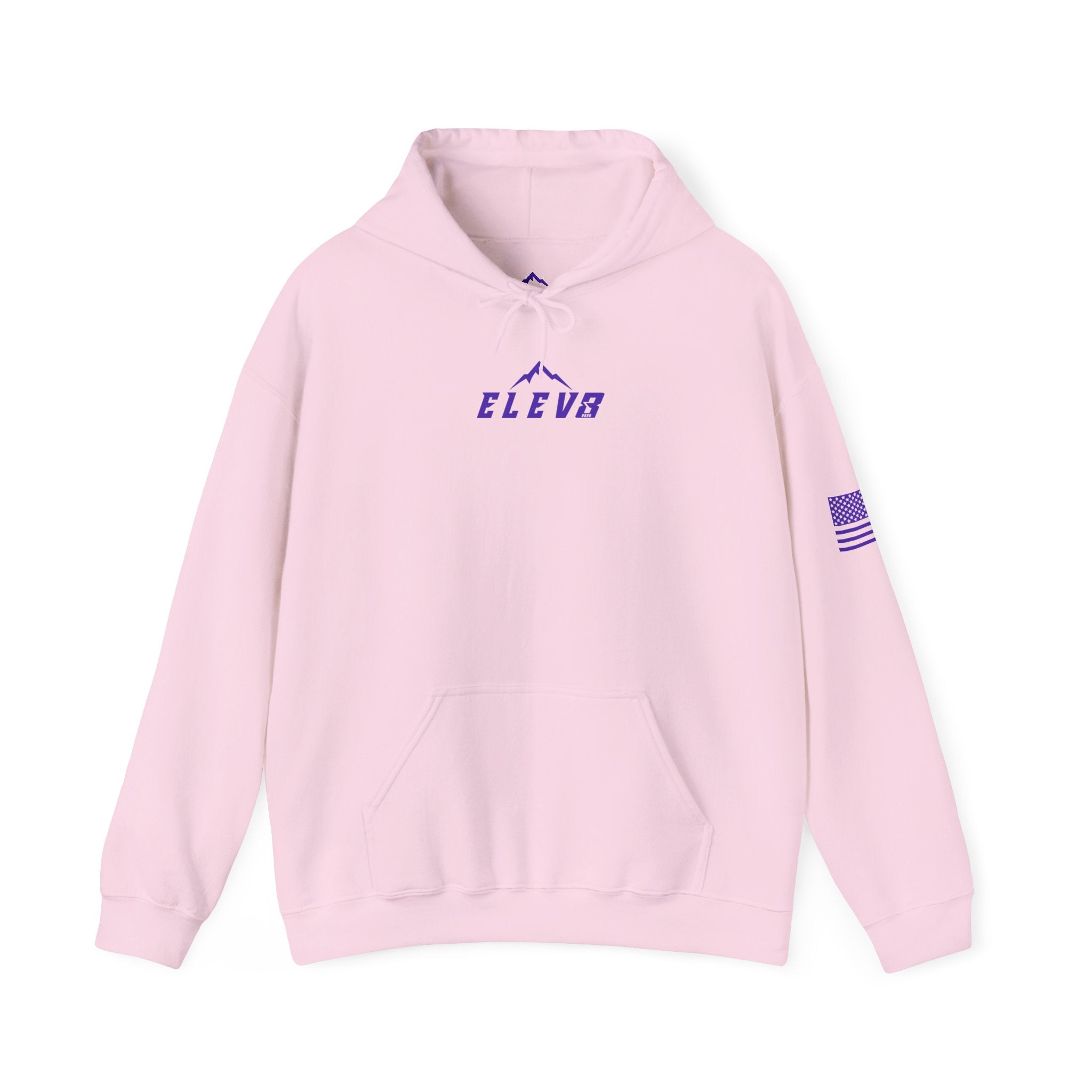 ELEV8 PEAK MOUNTAIN DESIGN HOODIE PURPLE LOGO