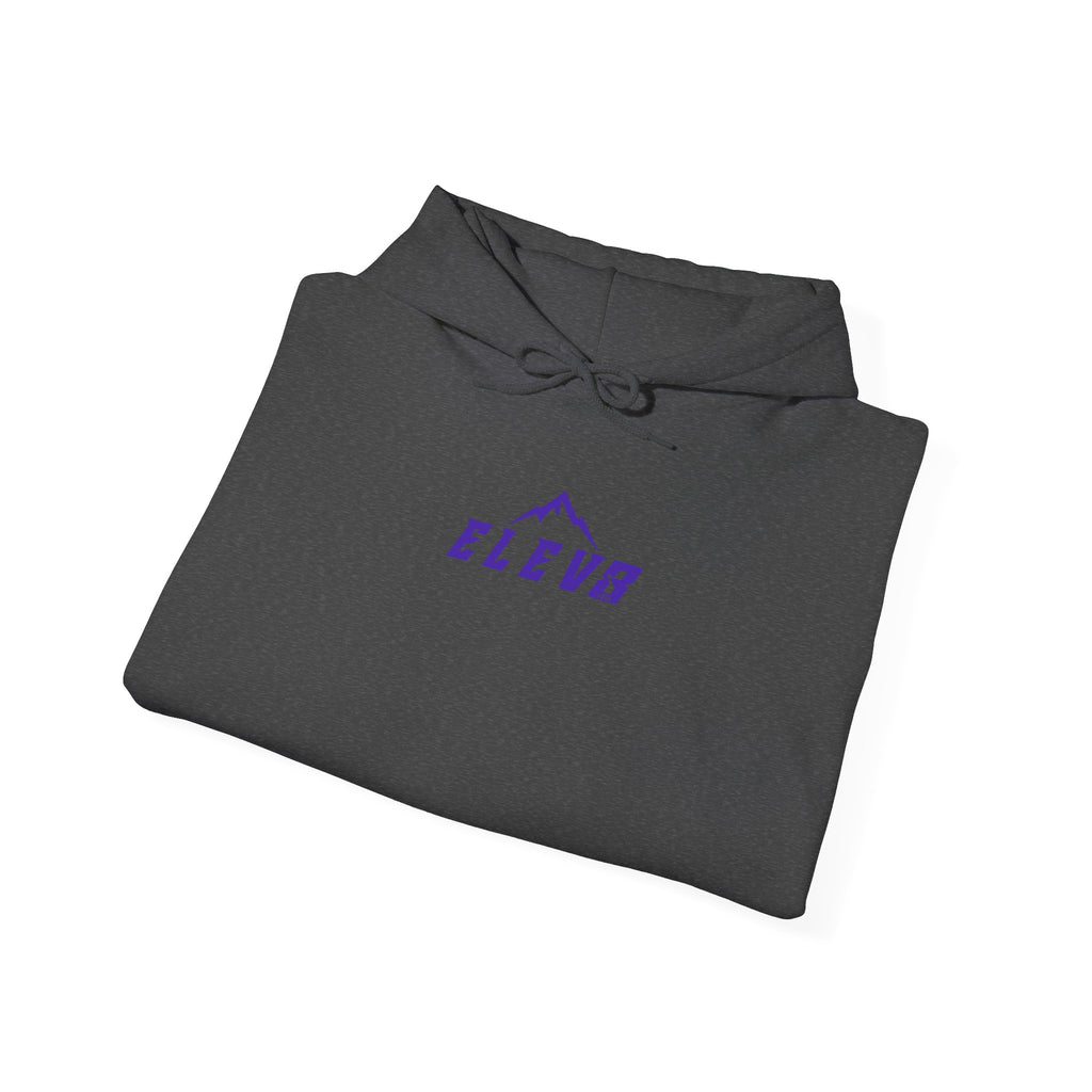 ELEV8 PEAK MOUNTAIN DESIGN HOODIE PURPLE LOGO