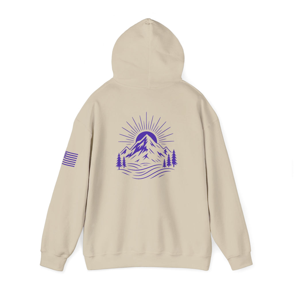 ELEV8 PEAK MOUNTAIN DESIGN HOODIE PURPLE LOGO