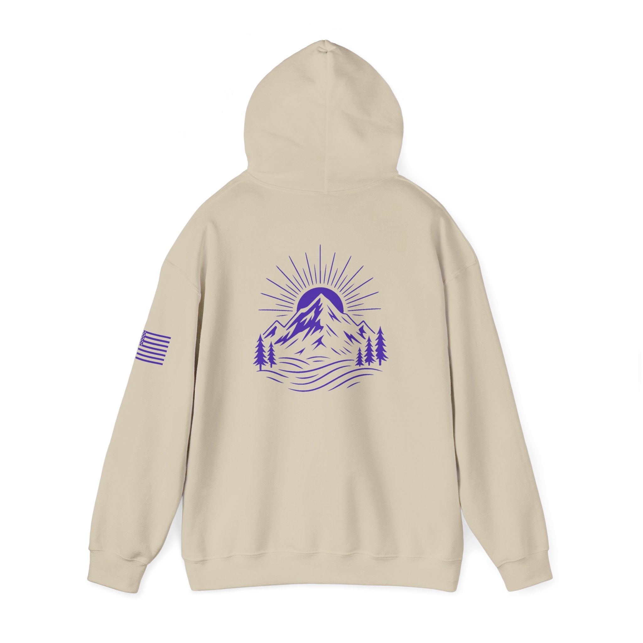 ELEV8 PEAK MOUNTAIN DESIGN HOODIE PURPLE LOGO