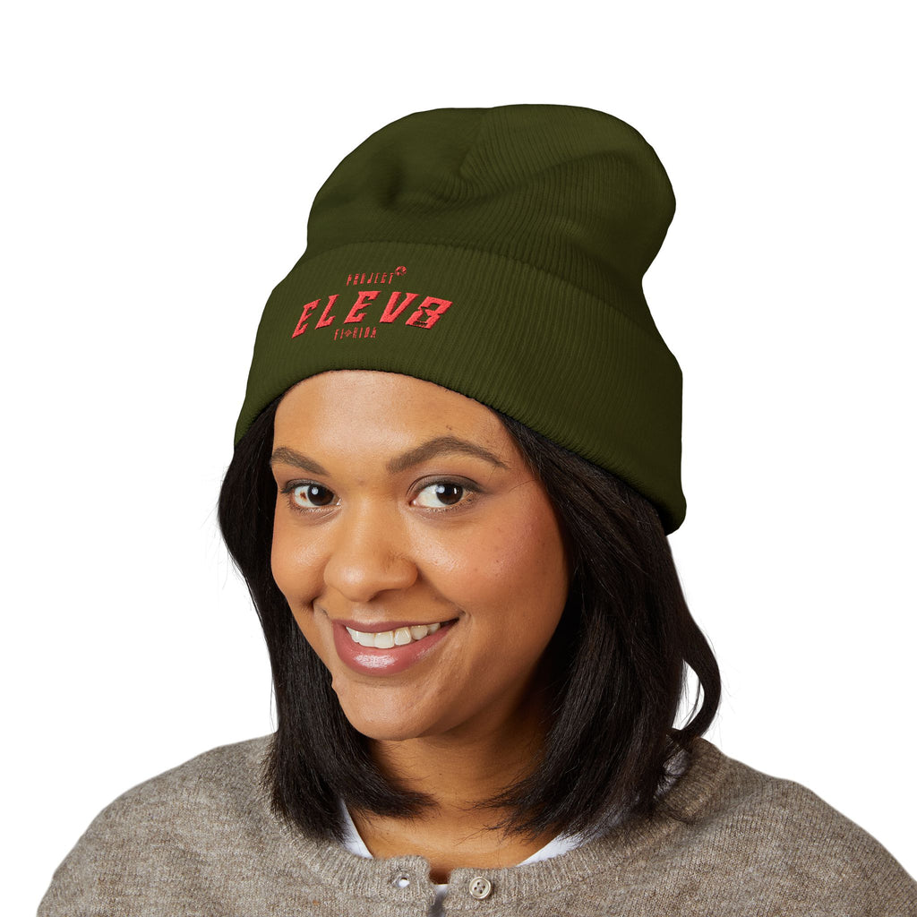 ELEV8 PEAK BEANIE RED STITCH