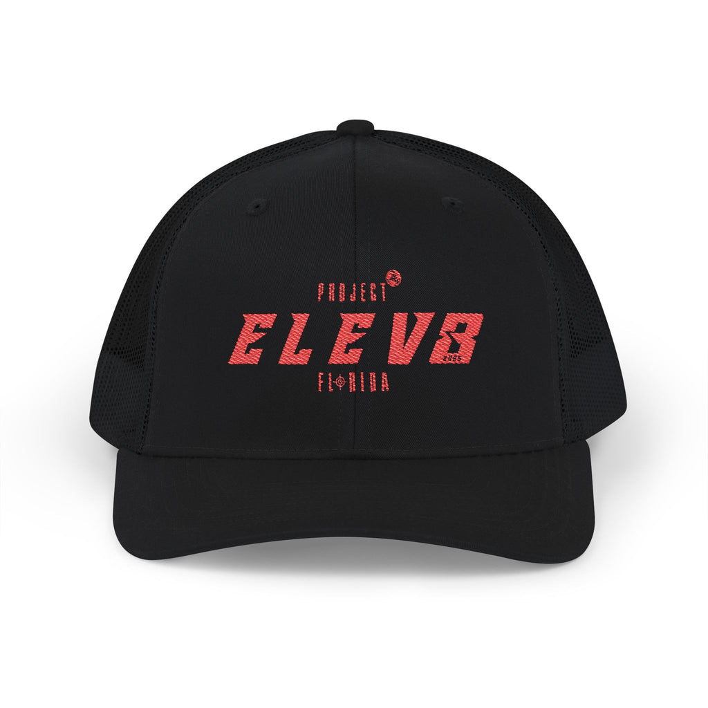 PROJECT ELEV8 TRUCKER HAT RED STITCH