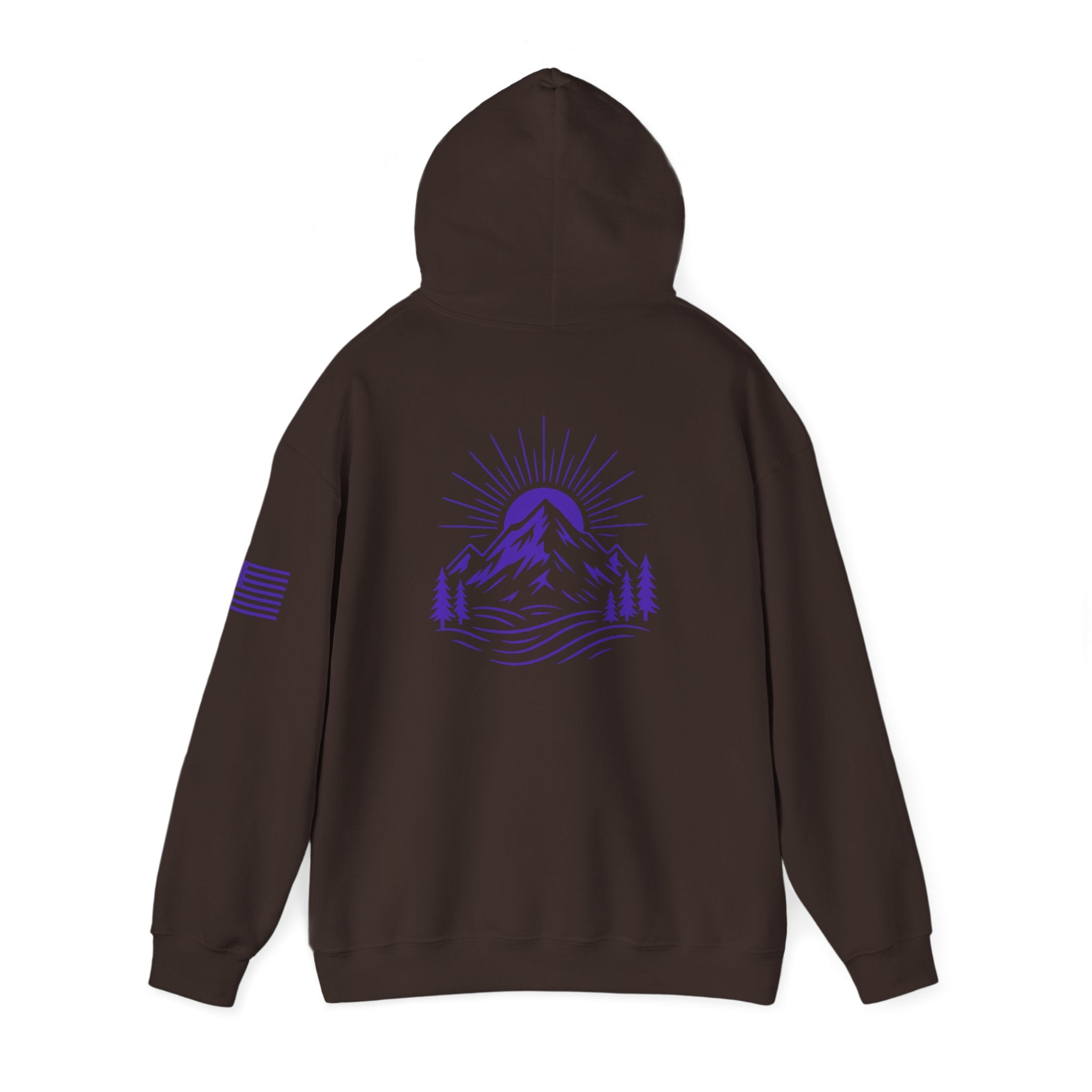 ELEV8 PEAK MOUNTAIN DESIGN HOODIE PURPLE LOGO