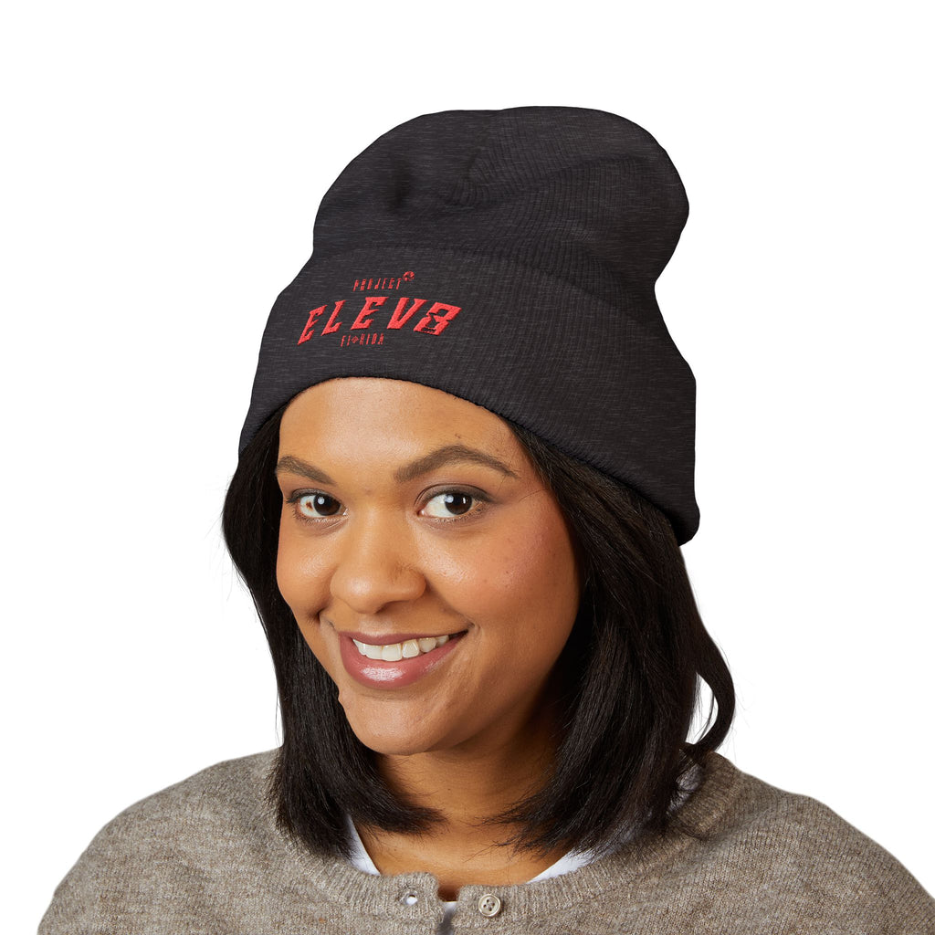 ELEV8 PEAK BEANIE RED STITCH