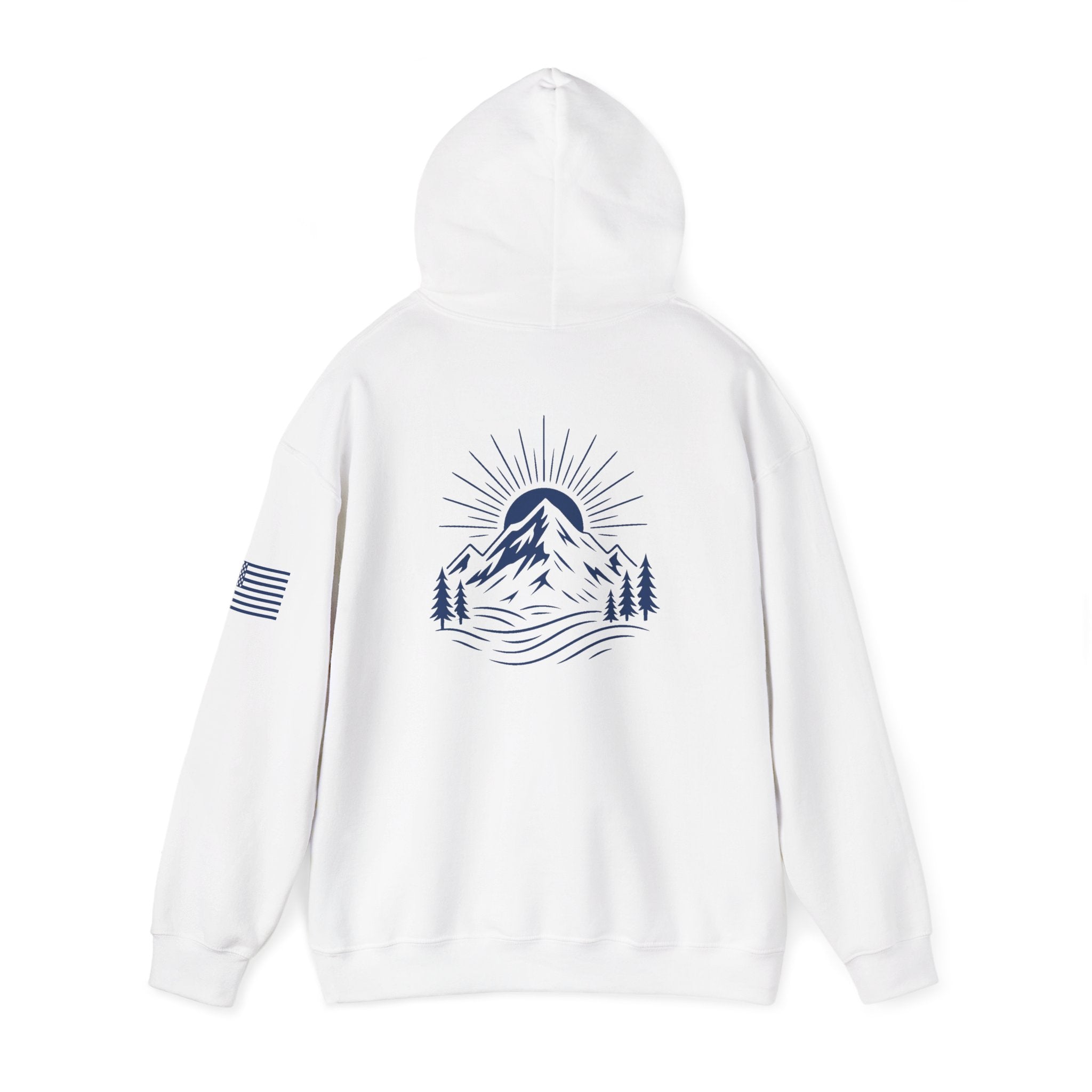 ELEV8 PEAK MOUNTAIN DESIGN HOODIE NAVY LOGO