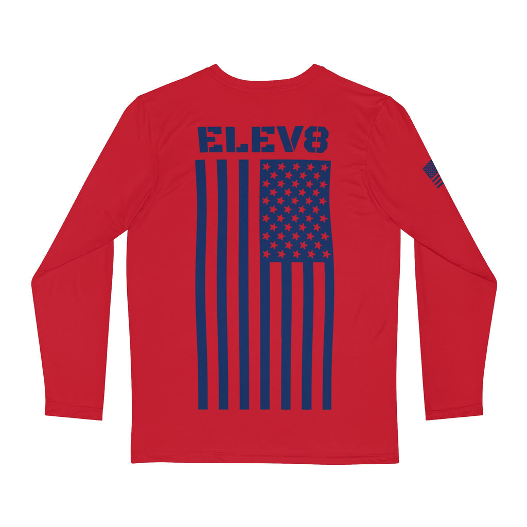 Long Sleeve Shirt - ELEV8 Red with American Flag