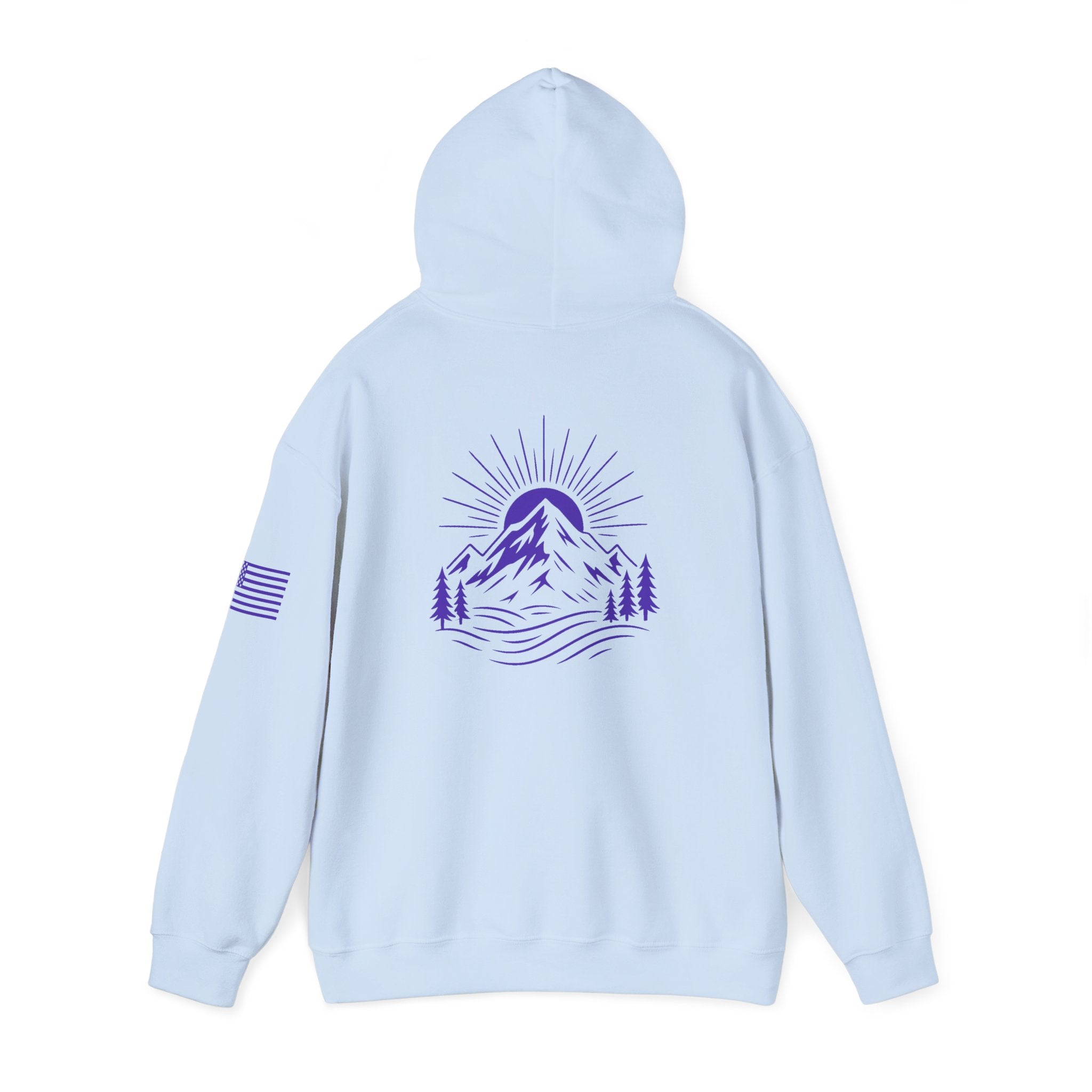 ELEV8 PEAK MOUNTAIN DESIGN HOODIE PURPLE LOGO